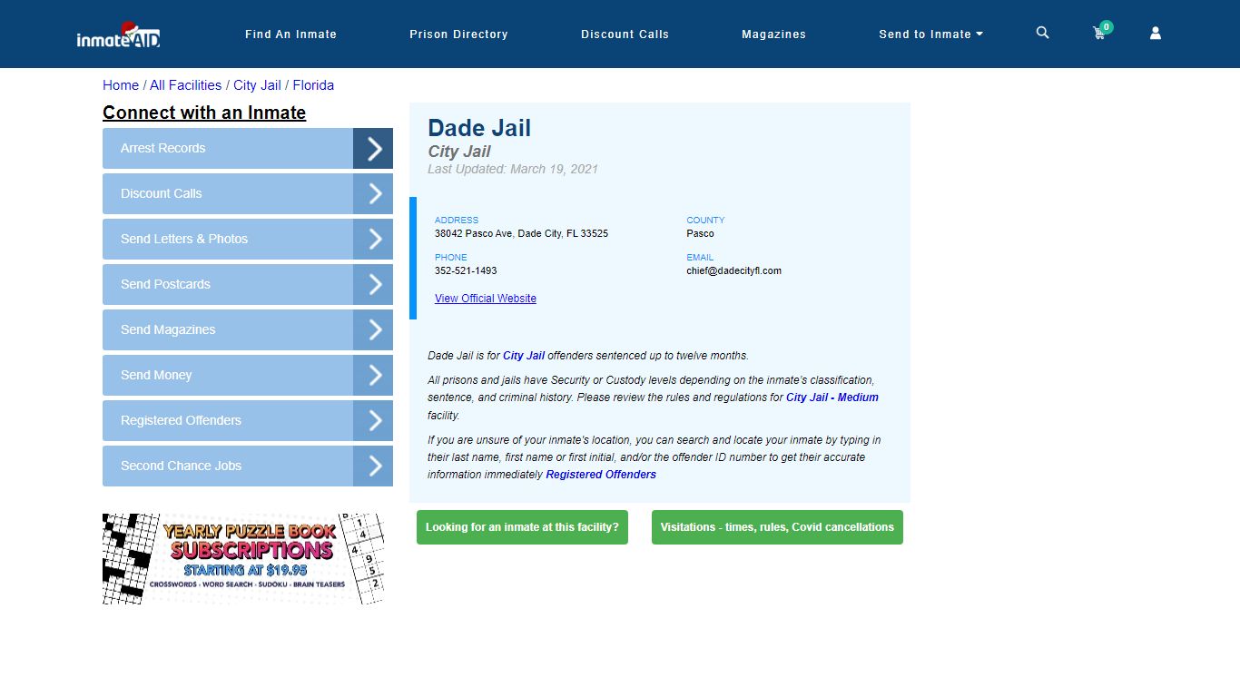 Dade Jail | Inmate Locator
